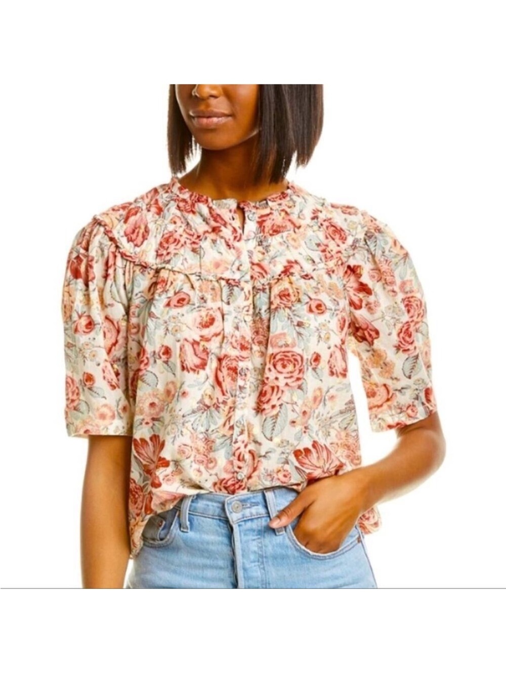 Rebecca Taylor La Vie Top Size Small Cottage Core Prairie Floral